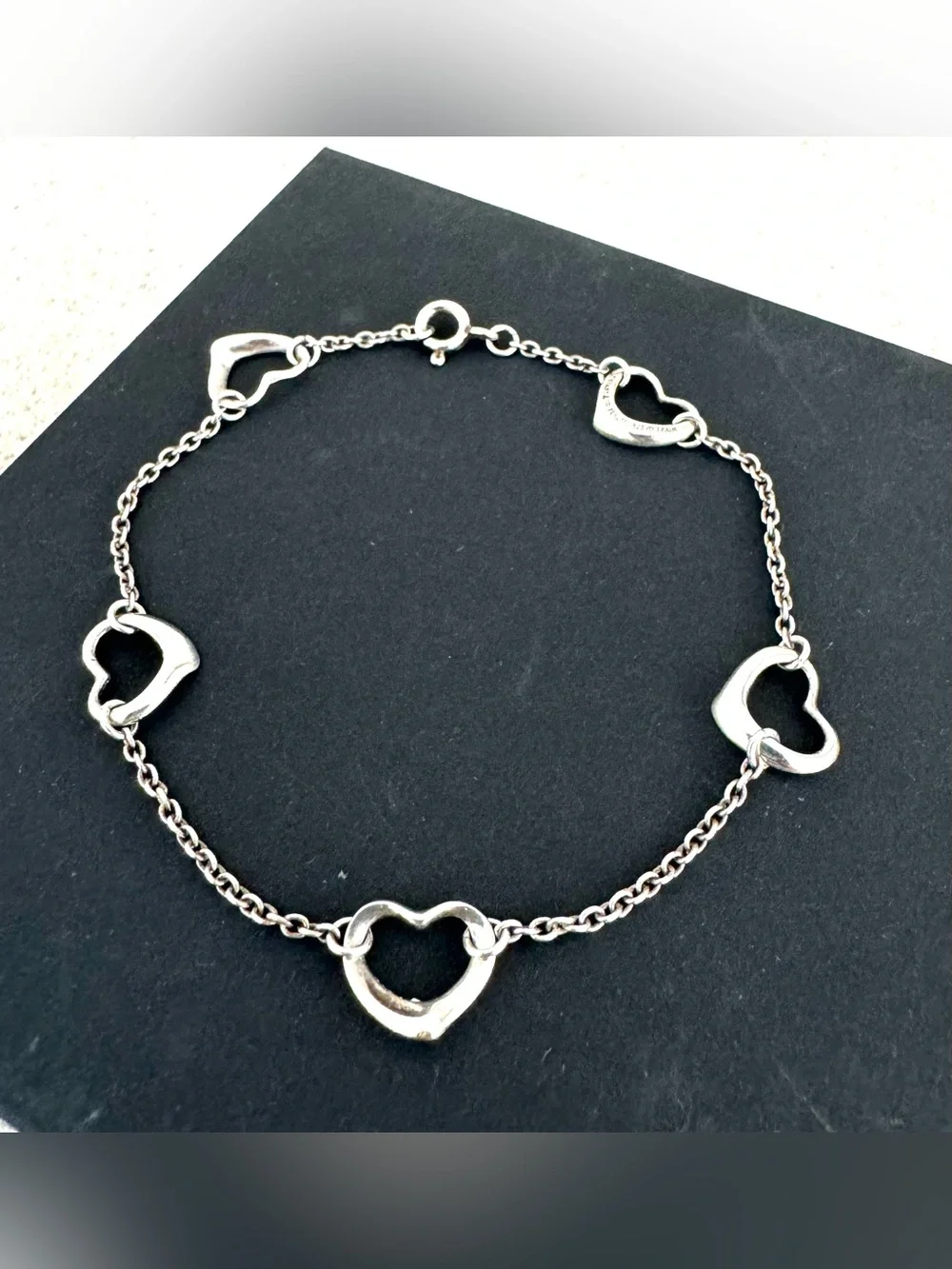 TIFFANY & CO. Elsa Peretti 5 Open Heart Bracelet Sterling Silver 925 Spain